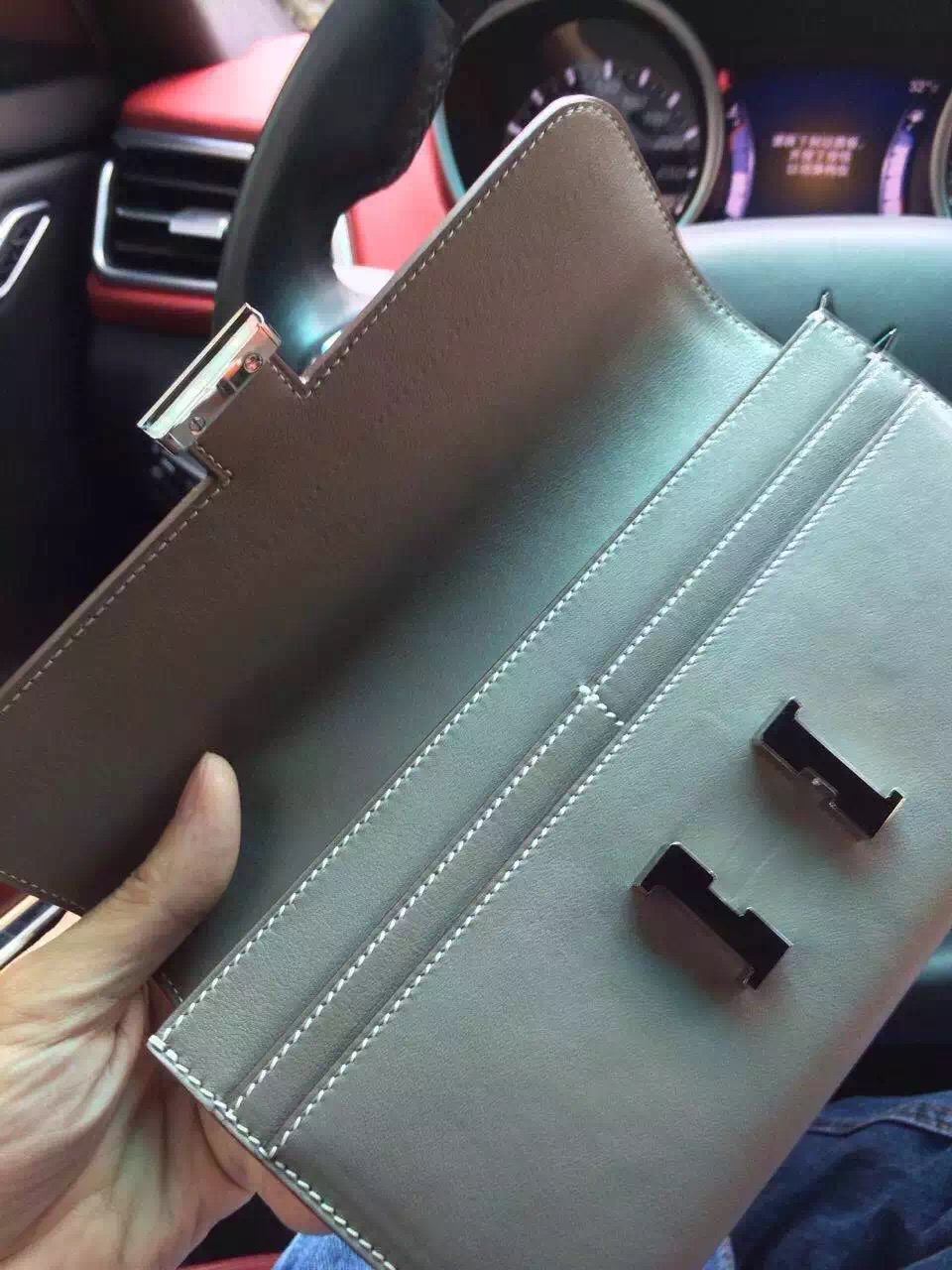 Wholesale Hermes Grey Original Swift Leather Constance Wallet Clutch Bag