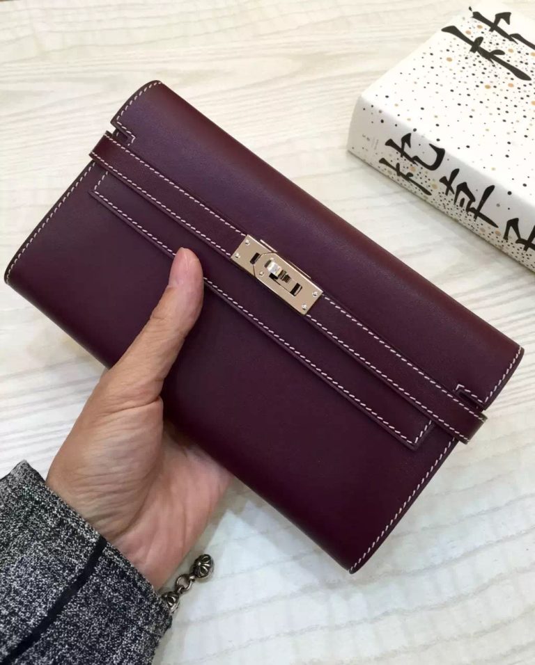 Hermes Custom-made Bordeaux Red Swift Leather Constance Wallet