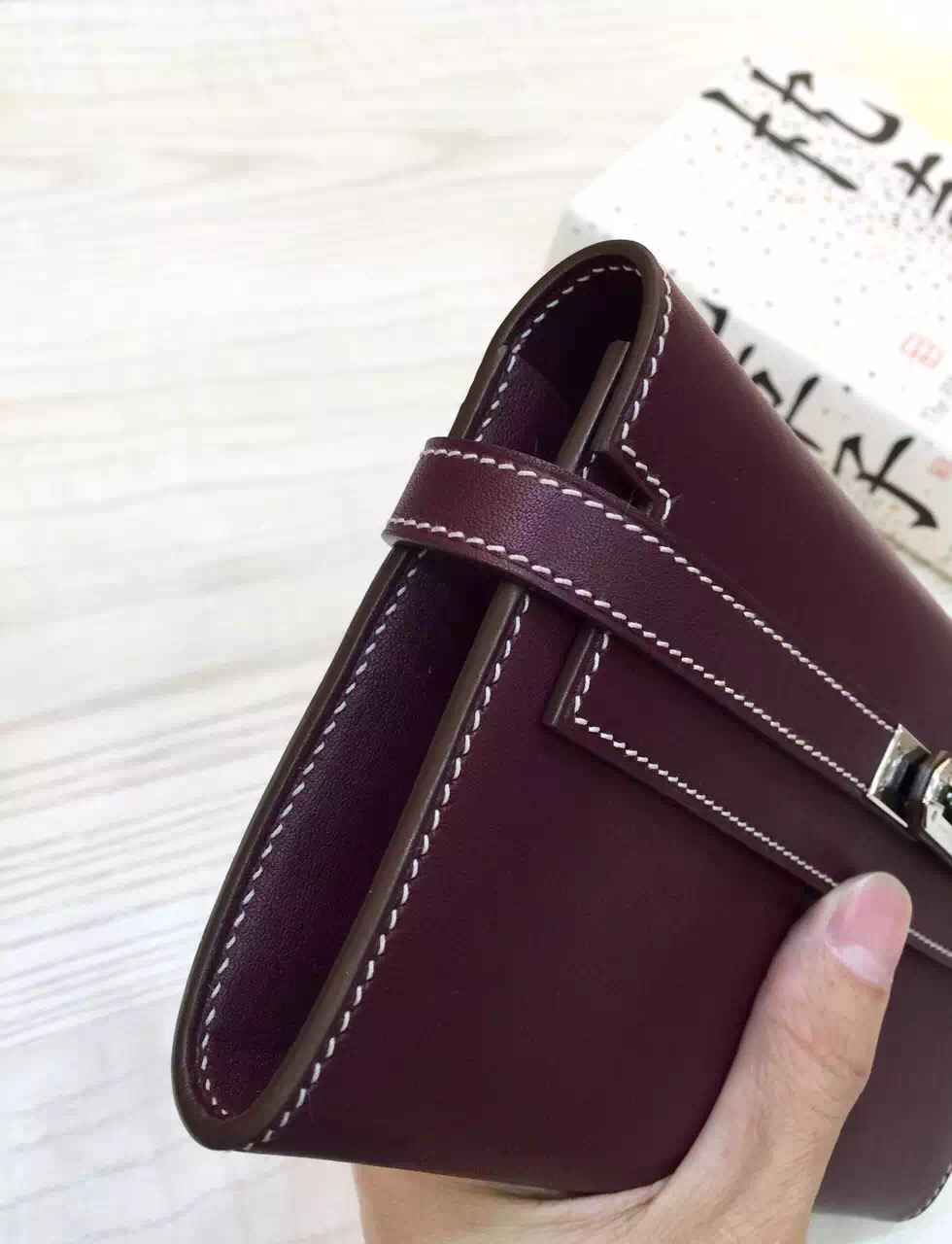 Hot Sale Hermes Custom-made Bordeaux Red Swift Leather Constance Wallet