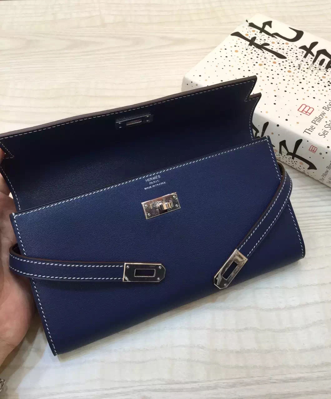 Discount Hermes Constance Wallet 7A Royal Blue Swift Leather Clutch Bag