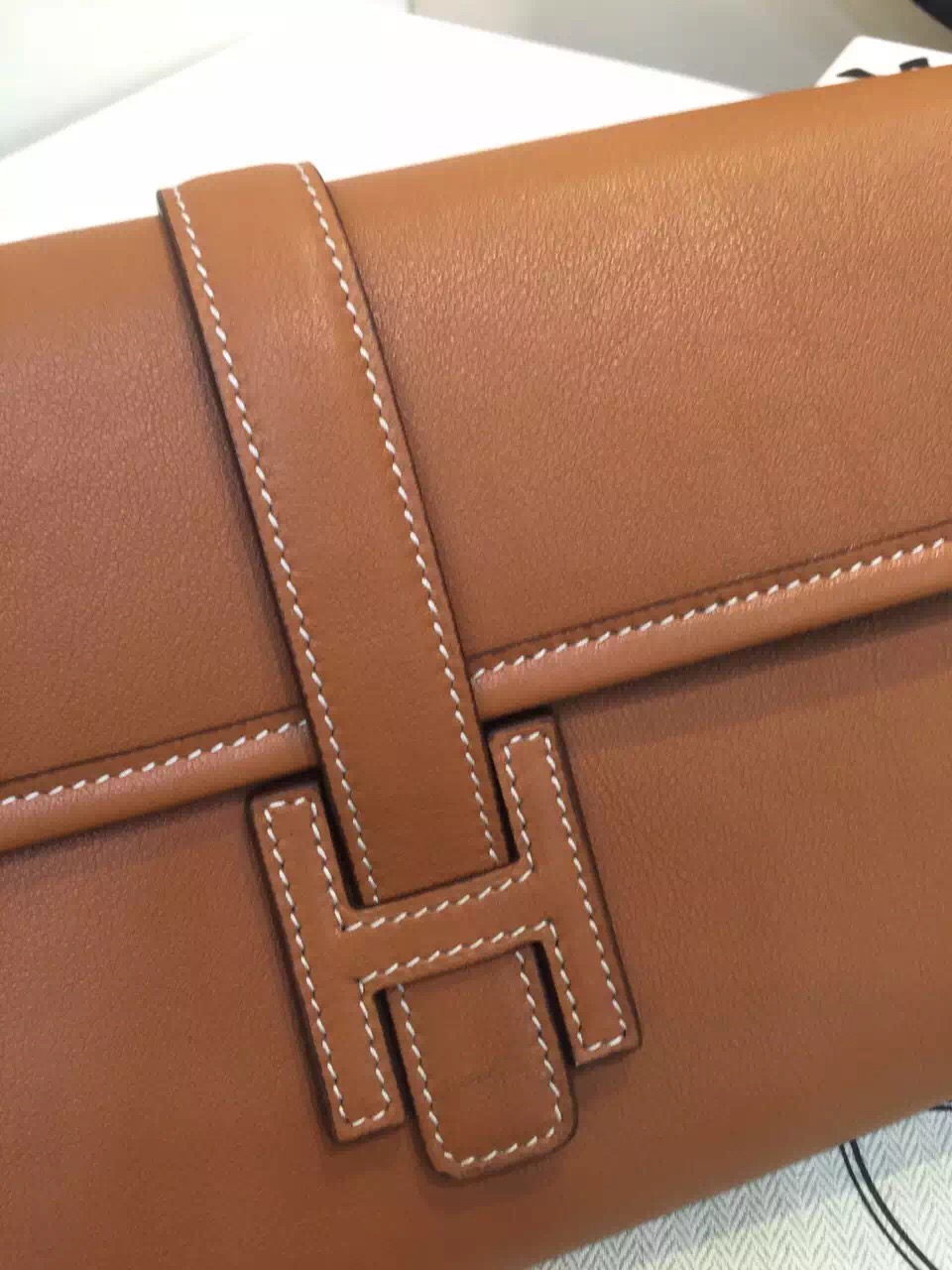 Hand Stitching Hermes 2H Camel Color Swift Leather Jige Elan Wallet Long Purse