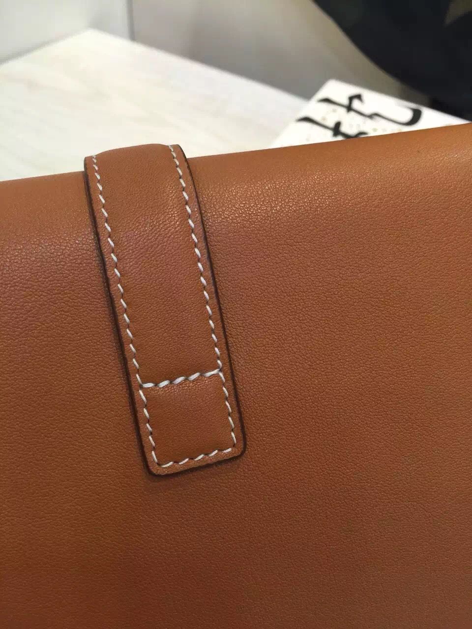 Hand Stitching Hermes 2H Camel Color Swift Leather Jige Elan Wallet Long Purse