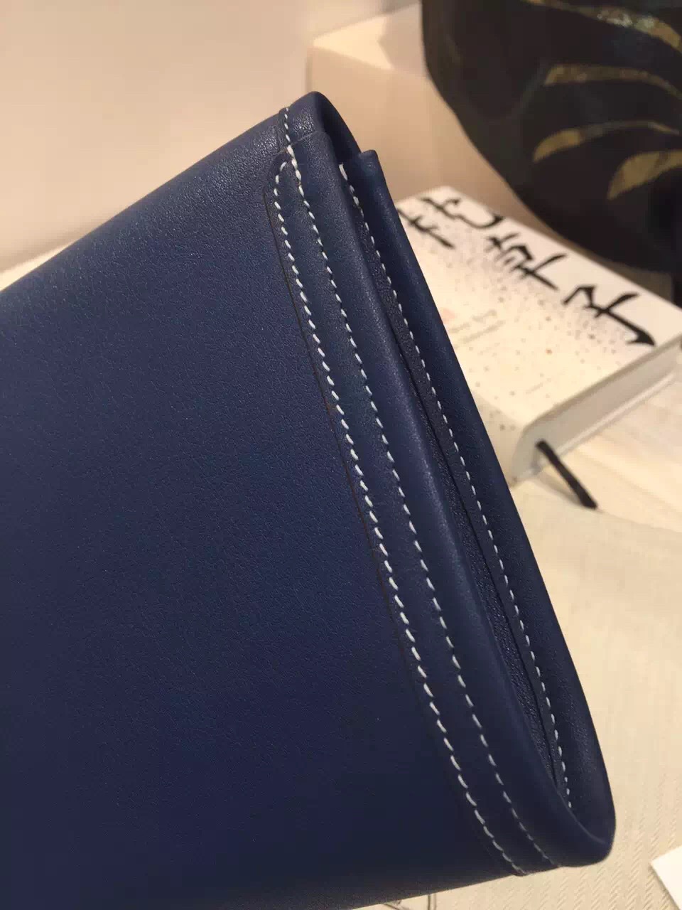 High Quality Hermes Jige Elan Wallet Clutch Bag 7Q Mykono Blue Swift Leather