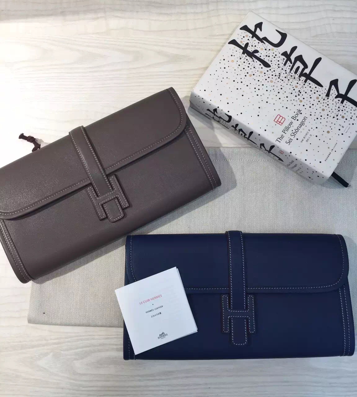 High Quality Hermes Jige Elan Wallet Clutch Bag 7Q Mykono Blue Swift Leather