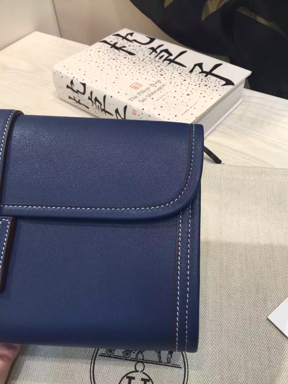High Quality Hermes Jige Elan Wallet Clutch Bag 7Q Mykono Blue Swift Leather