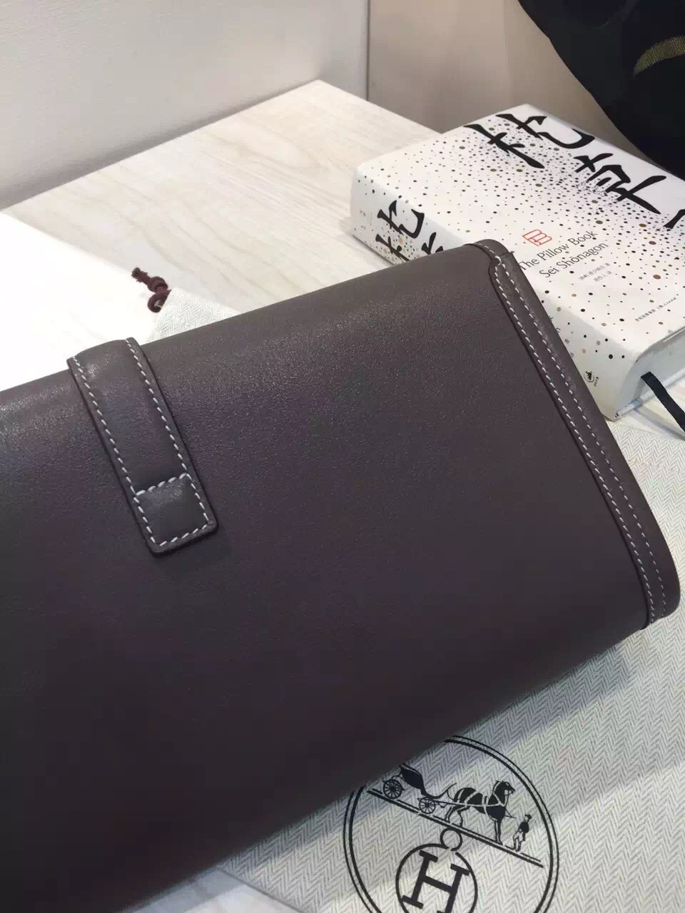 Fashion Hermes 8C Etoupe Grey Jige Wallet Women&#8217;s Clutch Bag