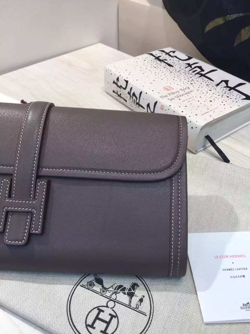 Fashion Hermes 8C Etoupe Grey Jige Wallet Women&#8217;s Clutch Bag