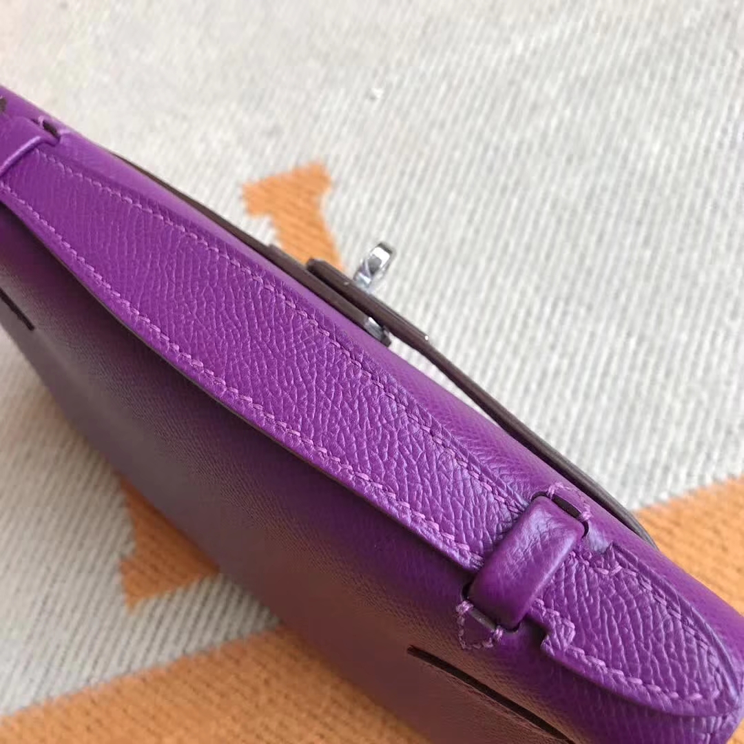 Discount Hermes P9 Anemone Purple Epsom Calfskin Minikelly Pochette 22CM