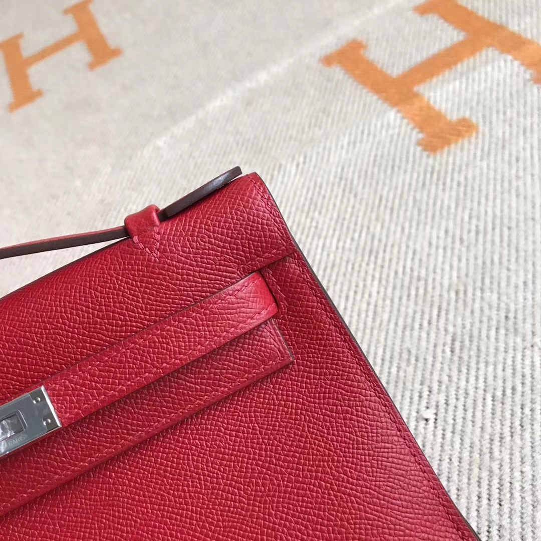 On Sale Hermes Minikelly Bag in Q5 Rouge Casaque Epsom Calfskin