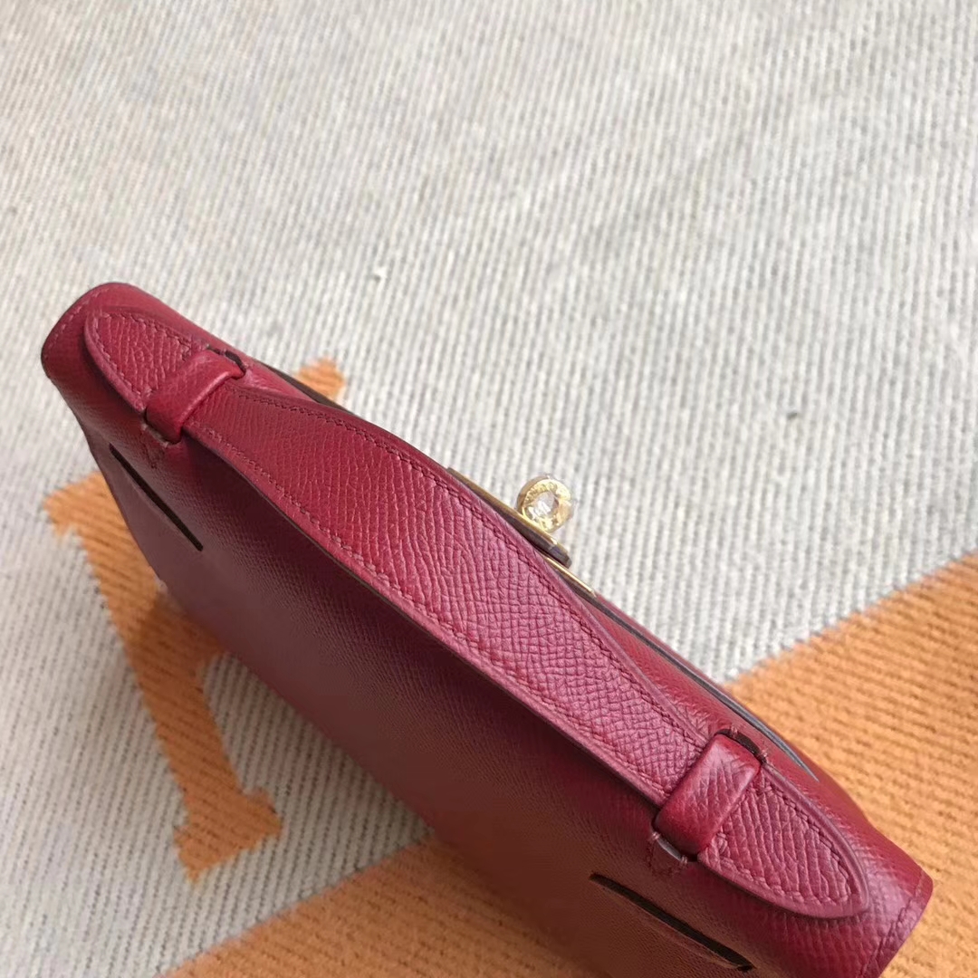 Discount Hermes Epsom Calfskin Minikelly Pochette Bag22CM in K1 Rouge Grenade
