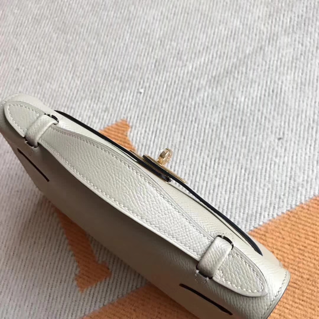 Fashion Hermes Minikelly Clutch Bag in 8M Gris Paris Epsom Calfskin