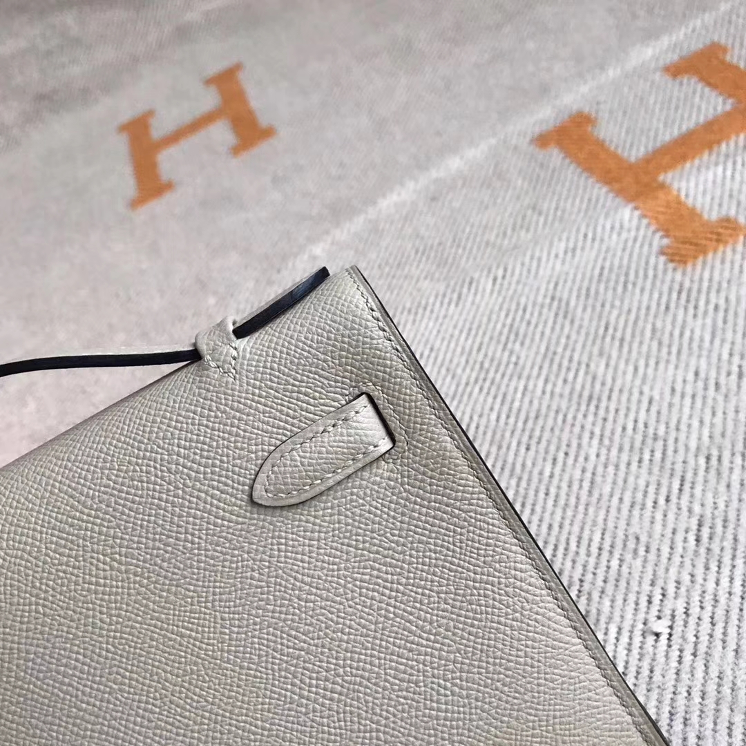 Fashion Hermes Minikelly Clutch Bag in 8M Gris Paris Epsom Calfskin