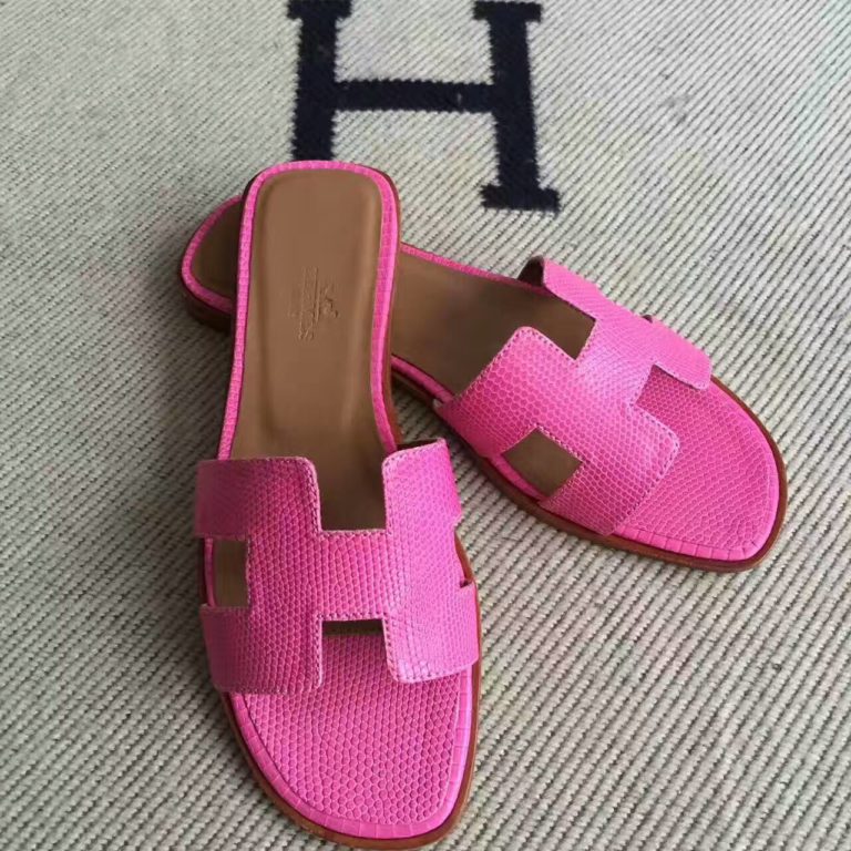 Hermes Pink Lizard Skin Sandals Shoes in  35-42#