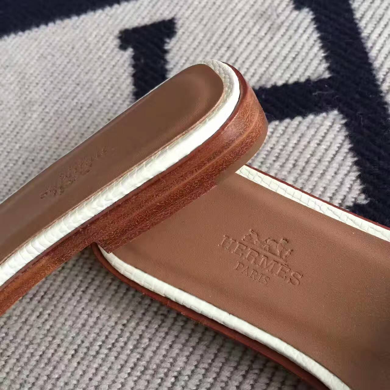 Noble Hermes White Lizard Skin Sandals Shoes Size 35-42