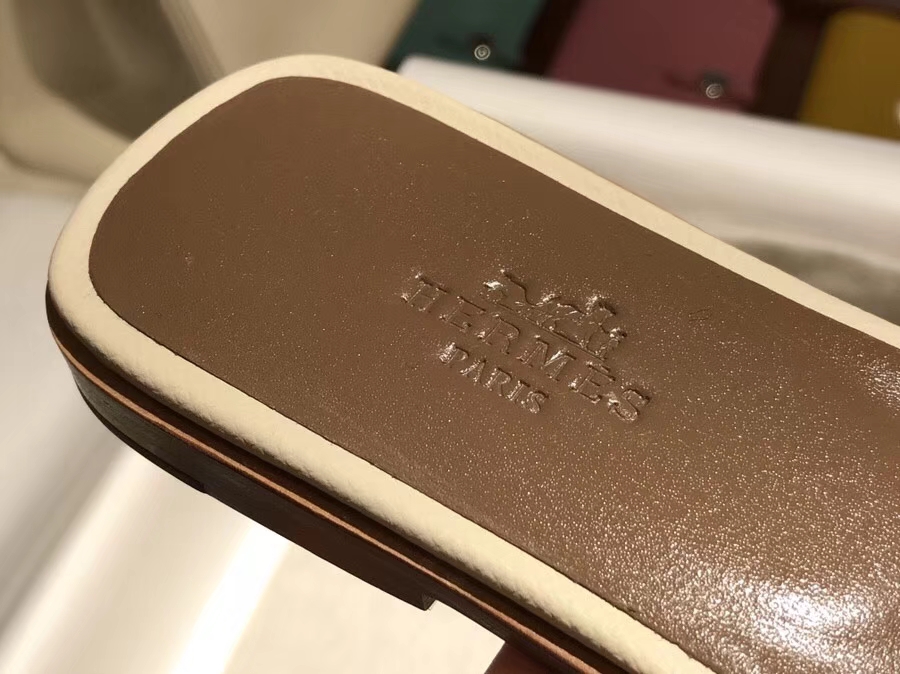 Classic Hermes Beton White Calf Leather Women’s Flat Heel Sandals Size35-41