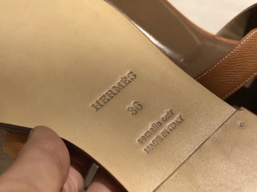 Hermes Classic Sandals Brown Calf Leather Flat Heel Women&#8217;s Sandals Shoes