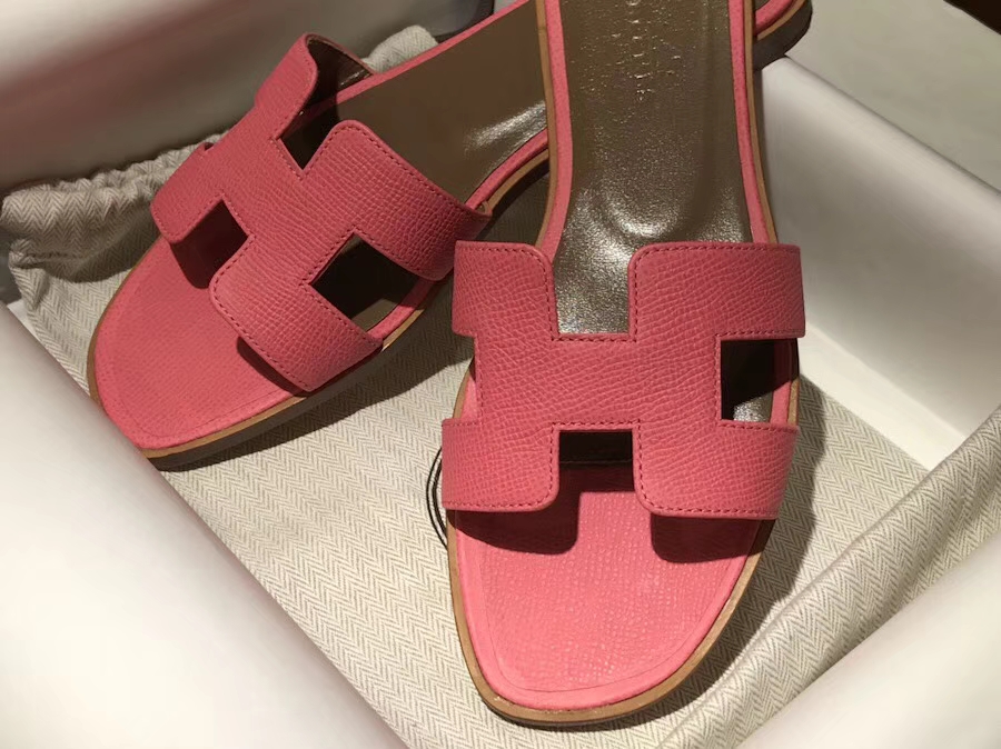Sale Hermes Classic Sandals Rose Lipstick Calf Leather Women&#8217;s Shoes
