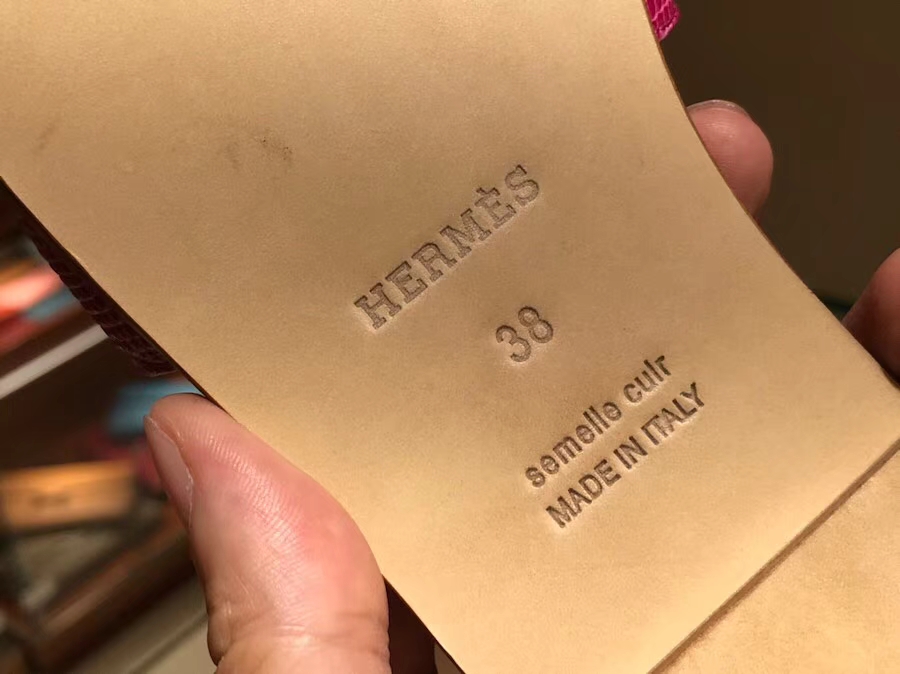 Discount Hermes Lizard Leather Sandals Slippers Shoes in Hot Pink