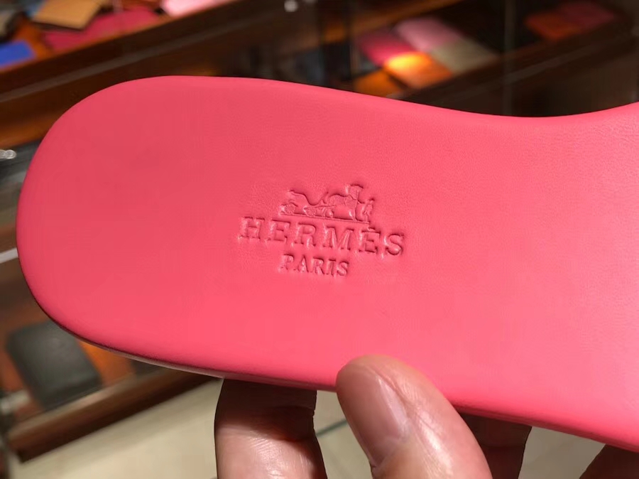 Fashion Hermes Calf Leather New Sandals Slipper Shoes in Rose Lipstick Size35-41