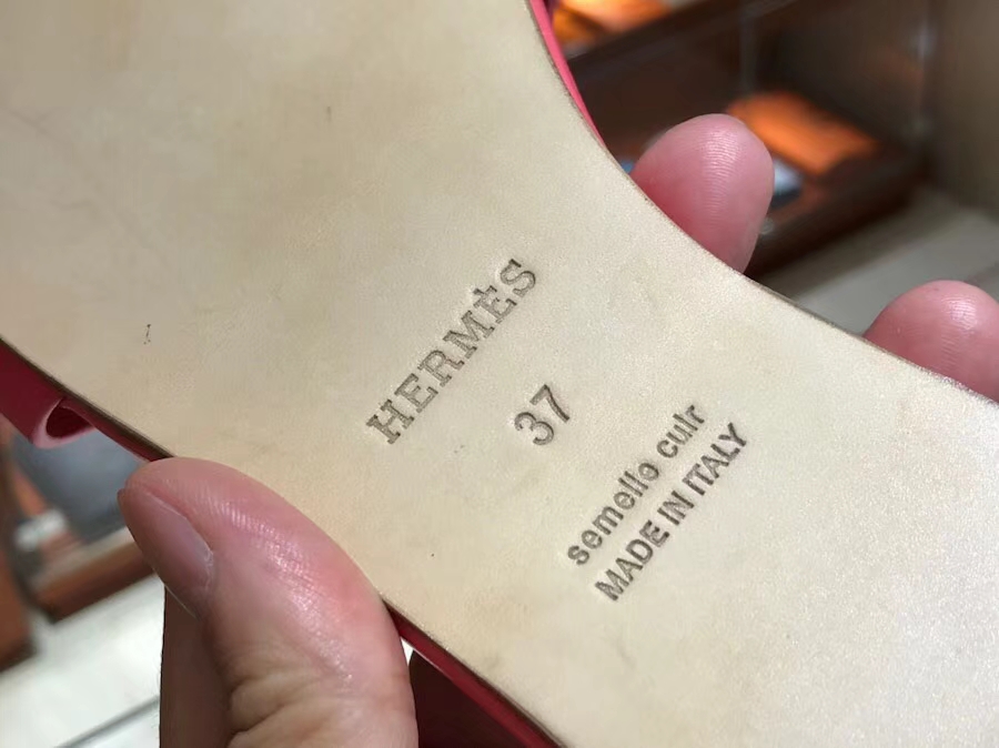 Fashion Hermes Calf Leather New Sandals Slipper Shoes in Rose Lipstick Size35-41