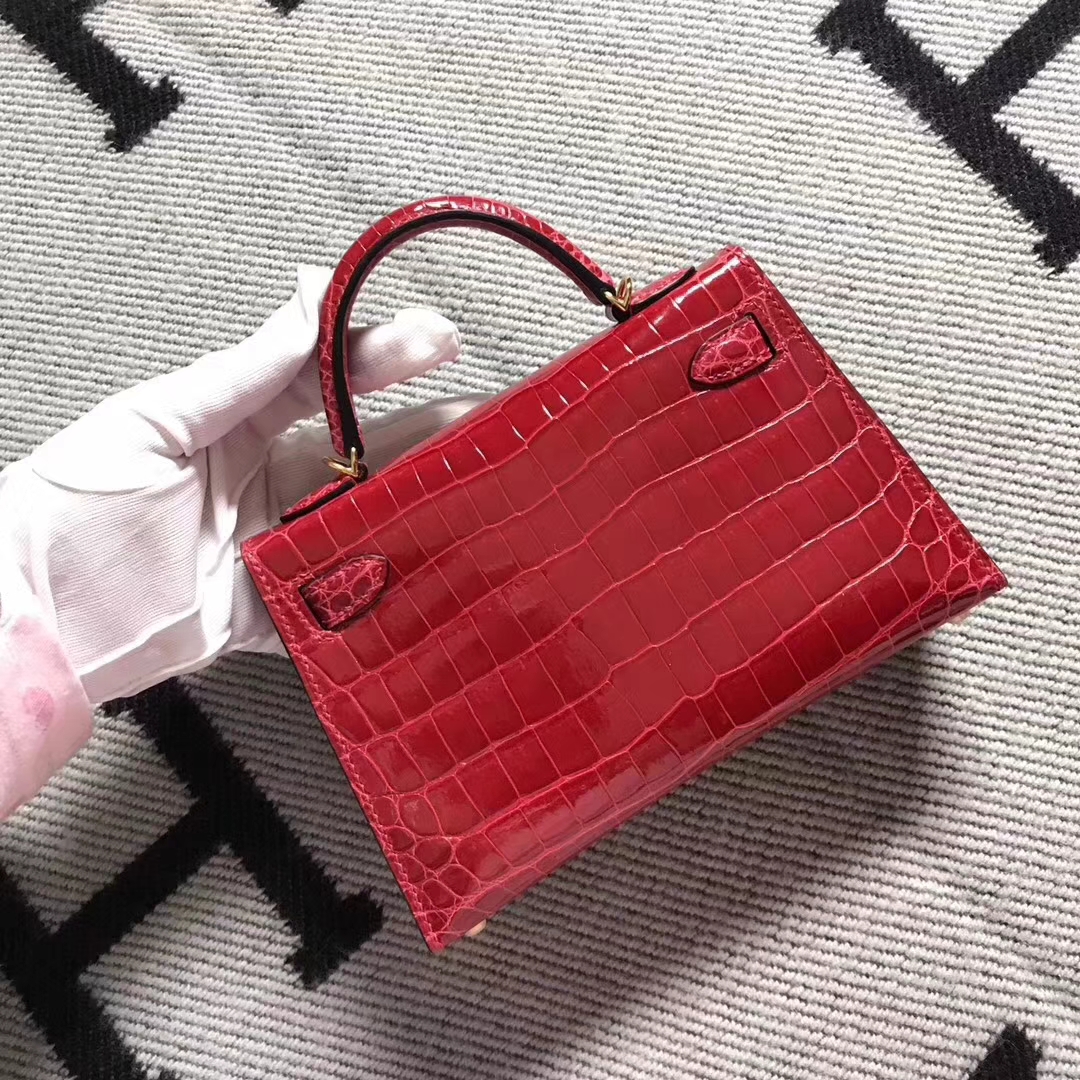 On Sale Hermes Shiny Niloticus Crocodile Minikelly-2 Clutch Bag Gold Hardware