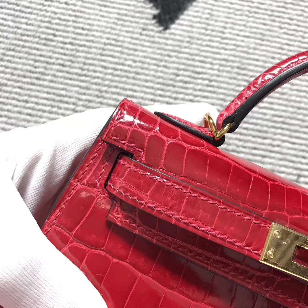 On Sale Hermes Shiny Niloticus Crocodile Minikelly-2 Clutch Bag Gold Hardware