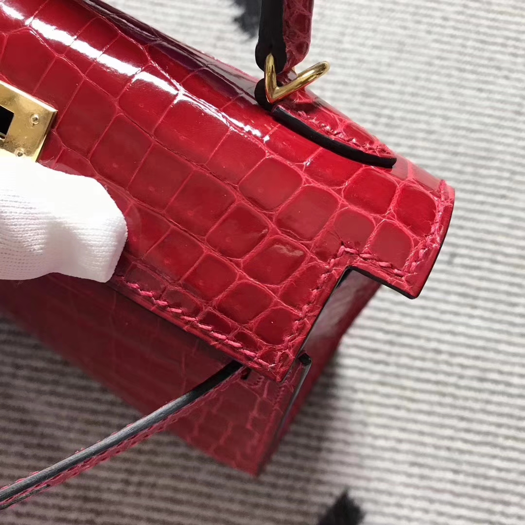 On Sale Hermes Shiny Niloticus Crocodile Minikelly-2 Clutch Bag Gold Hardware