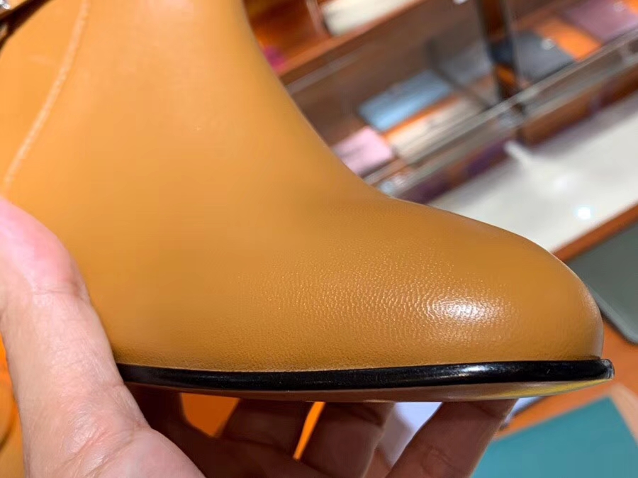 Fashion Hermes Short Boots 2018 Autumn New Gold Chevre Leather Neo Boots Shoes 35-41