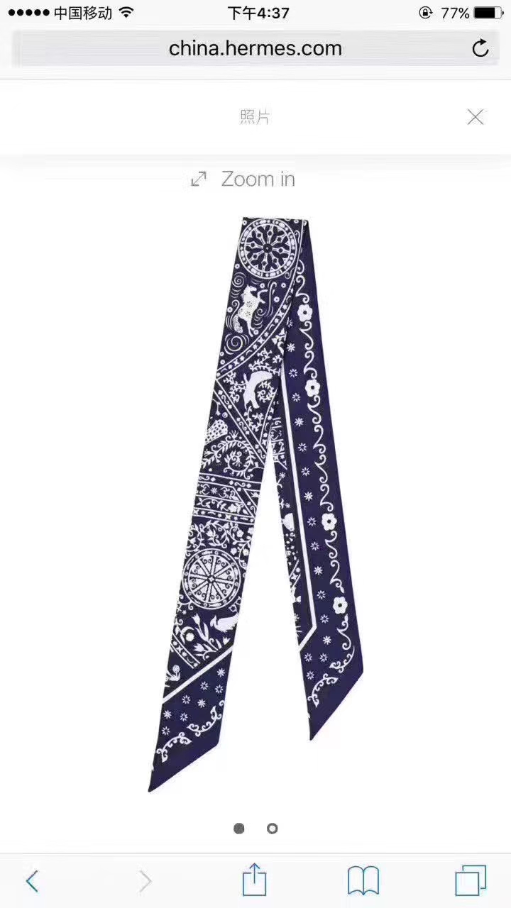 Luxury Hermes Printing Twilly Bag Ribbon Handkerchief 86*5cm