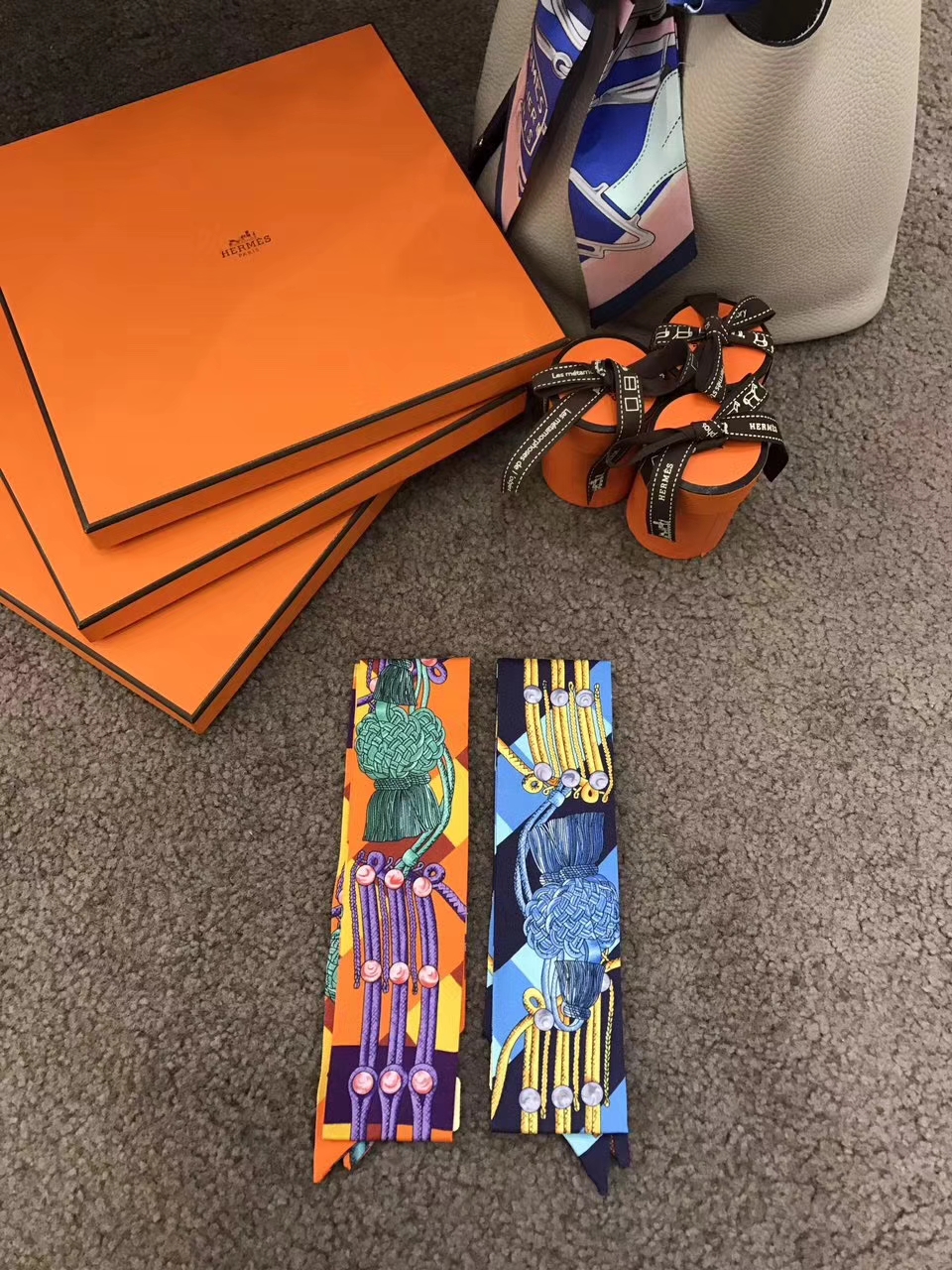 Elegant Hermes Twilly Women&#8217;s Bag Ribbon Handkerchief 86*5cm