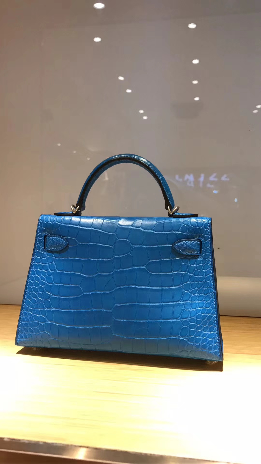 Discount Hermes 7Q Mykonos Blue Alligator Matt Crocodile Minikelly-2 Bag