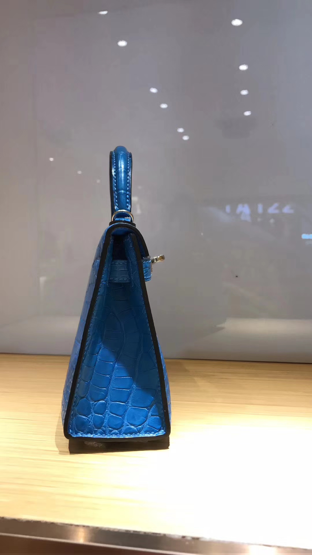 Discount Hermes 7Q Mykonos Blue Alligator Matt Crocodile Minikelly-2 Bag