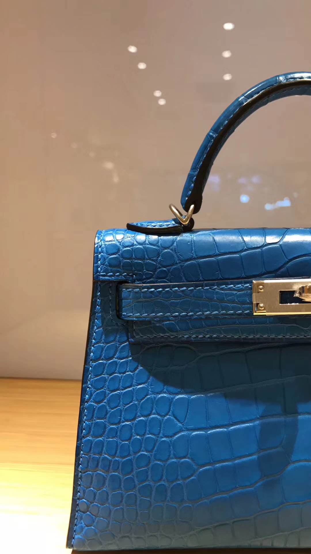 Discount Hermes 7Q Mykonos Blue Alligator Matt Crocodile Minikelly-2 Bag