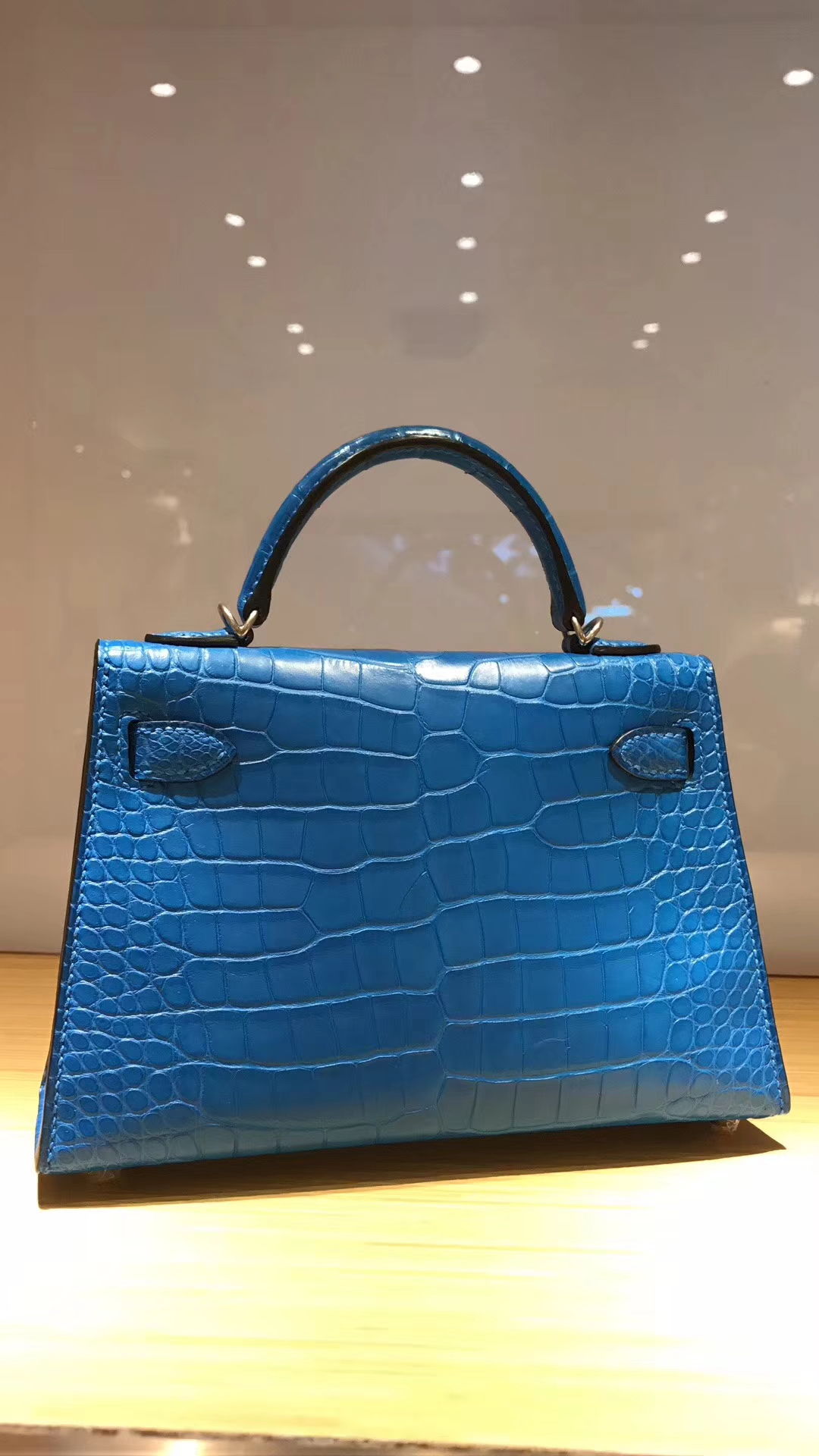 Discount Hermes 7Q Mykonos Blue Alligator Matt Crocodile Minikelly-2 Bag