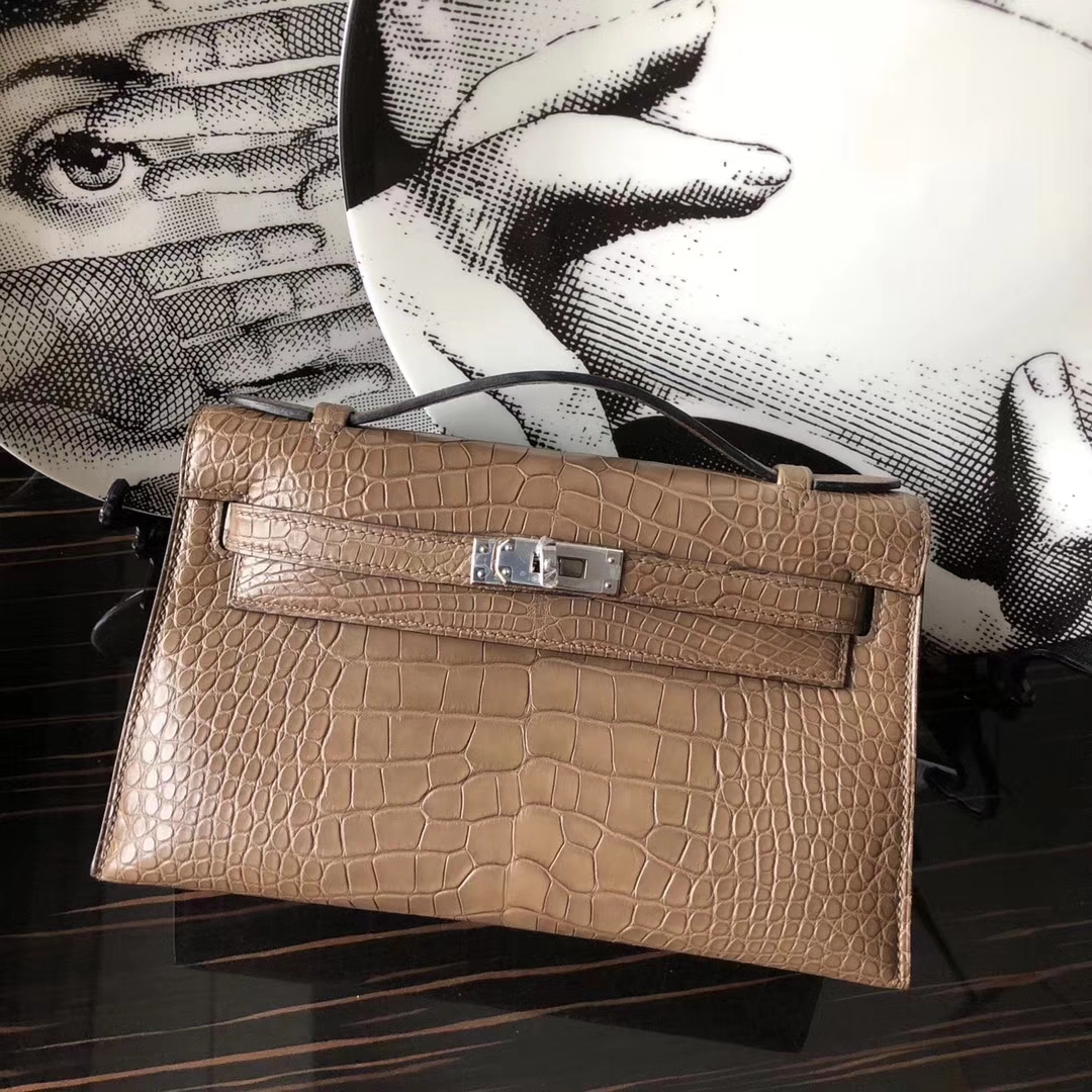 Discount Hermes Evening Clutch Bag Crocodile Leather Minikelly Pochette Bag22CM