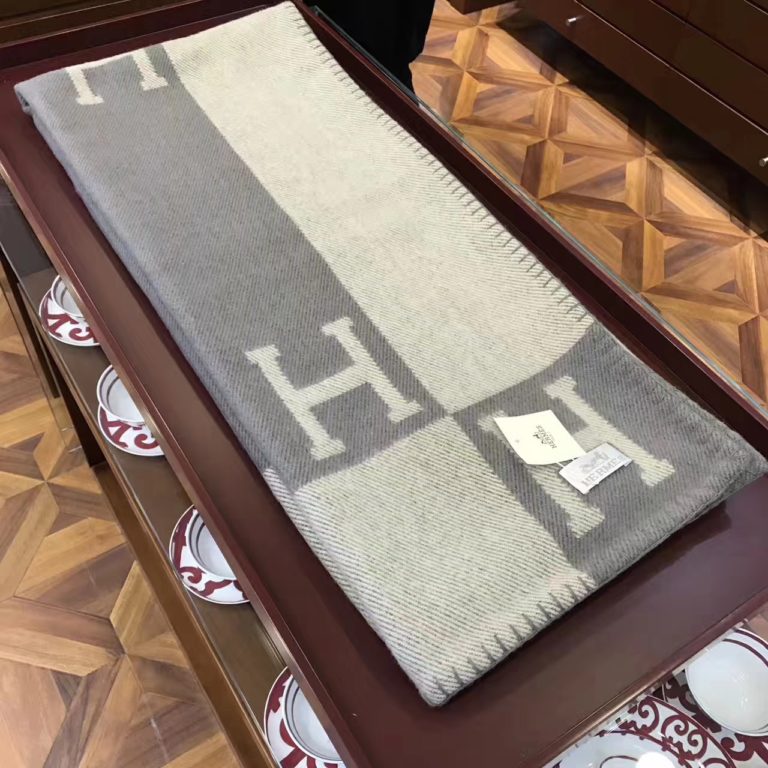 Hermes Cashmere H Printing Blanket1 40* 160cm in Grey