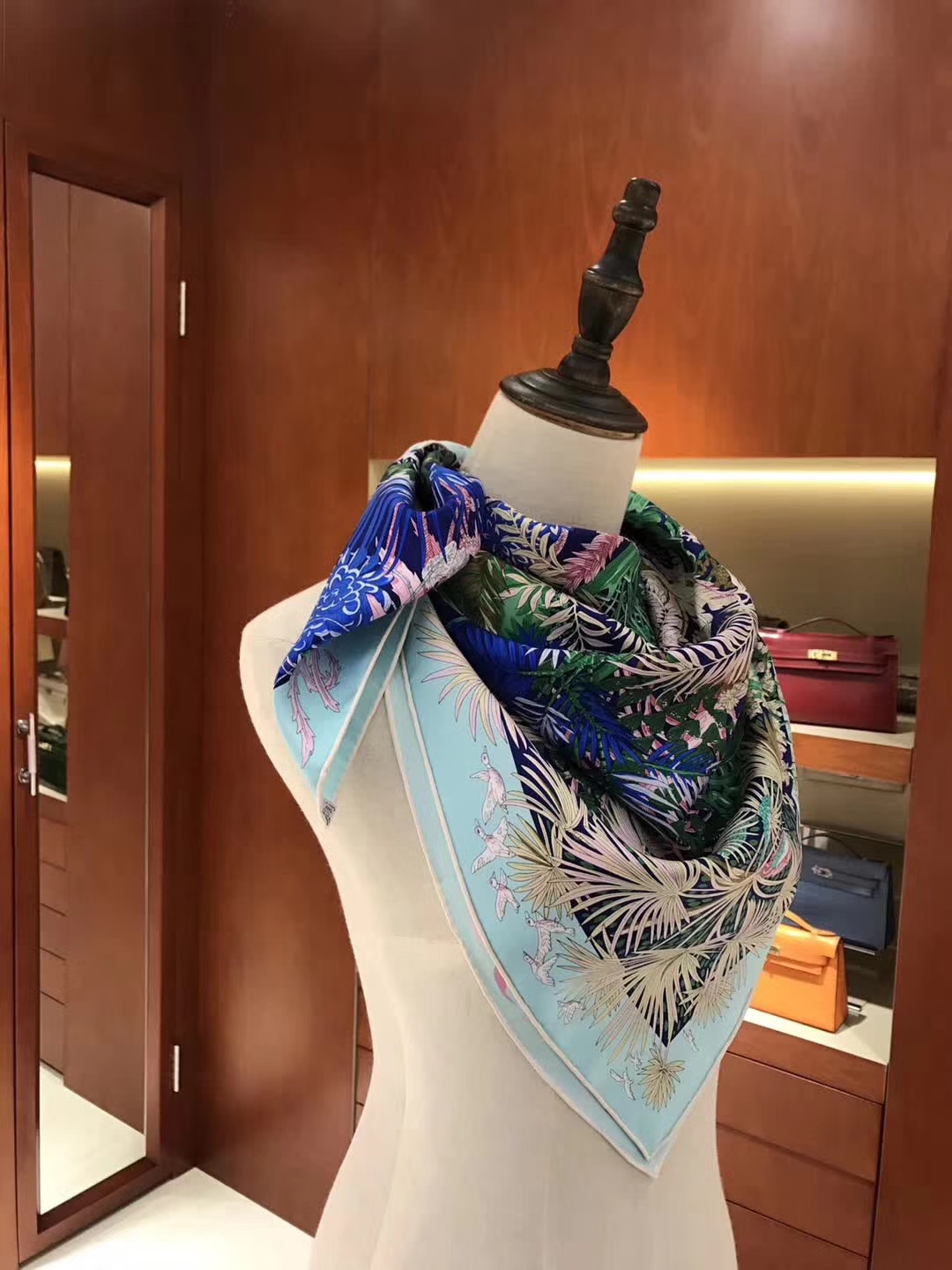 Hermes New Style Printed Silk Scarf Cape 90*90cm in Blue