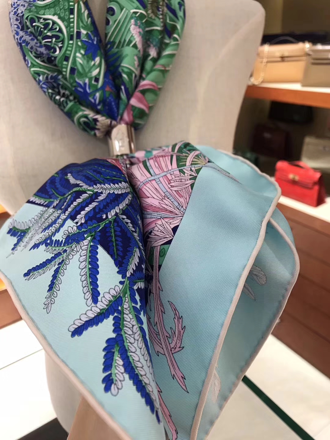 Hermes New Style Printed Silk Scarf Cape 90*90cm in Blue