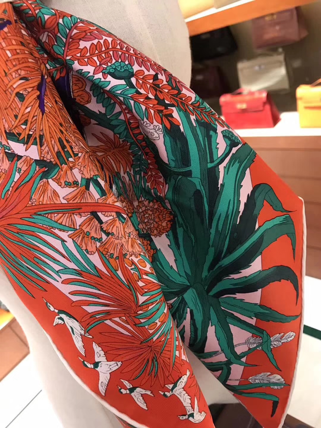 On Sale Hermes Printed Silk Women’s Scarf Cape in Orange 90*90cm