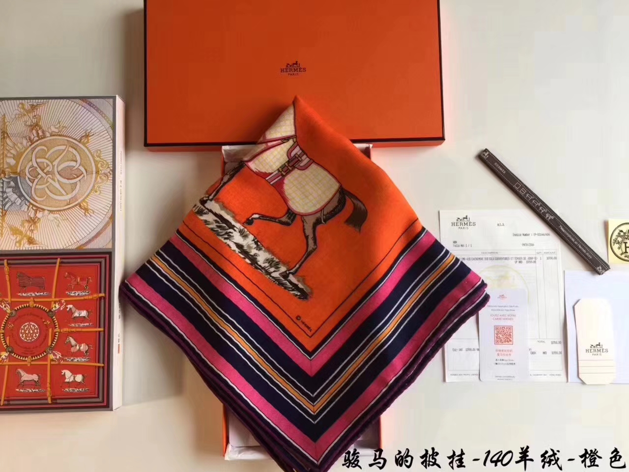 High Quality Hermes Grade-A Cashmere Women&#8217;s Scarf Cape in Orange