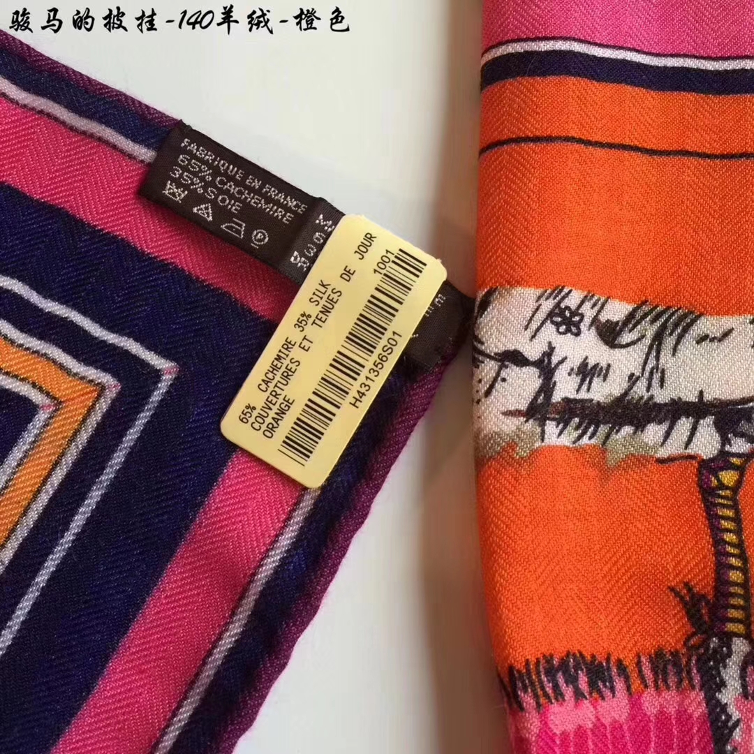 High Quality Hermes Grade-A Cashmere Women&#8217;s Scarf Cape in Orange