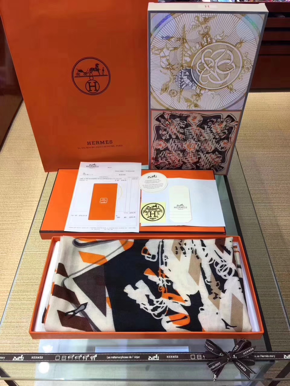 Luxury Hermes Cashmere Women&#8217;s Scarf Cape 140*140cm Complete Package