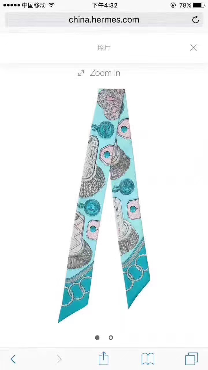 New Arrival Hermes Silk Twilly Ribbon Handkerchief Scarf 86*5cm