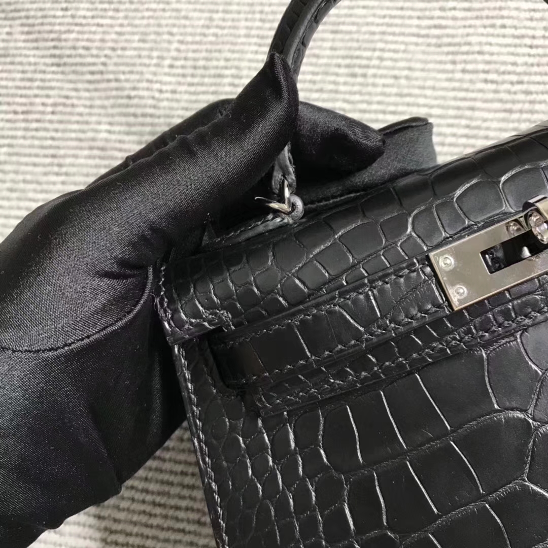 Discount Hermes Matt Crocodile Leather Minikelly-2 Evening Clutch Bag