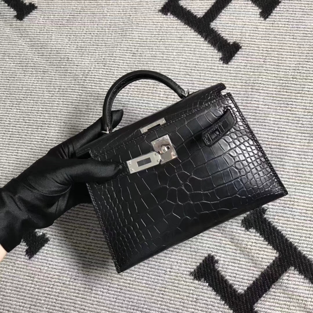 Discount Hermes Matt Crocodile Leather Minikelly-2 Evening Clutch Bag