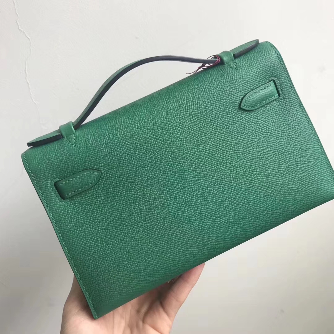 Elegant Hermes U4 Vert Verigo Epsom Calfskin Minikelly Clutch Bag Gold Hardware