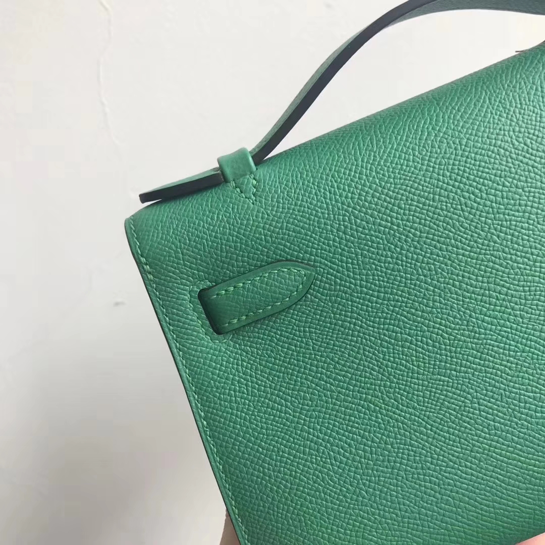 Elegant Hermes U4 Vert Verigo Epsom Calfskin Minikelly Clutch Bag Gold Hardware