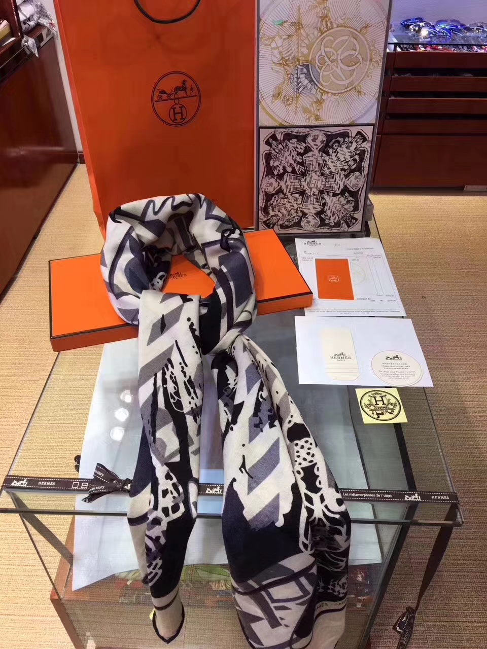 Wholesale Hermes Scarf Grade-A Cashmere Cape140*140cm Complete Package