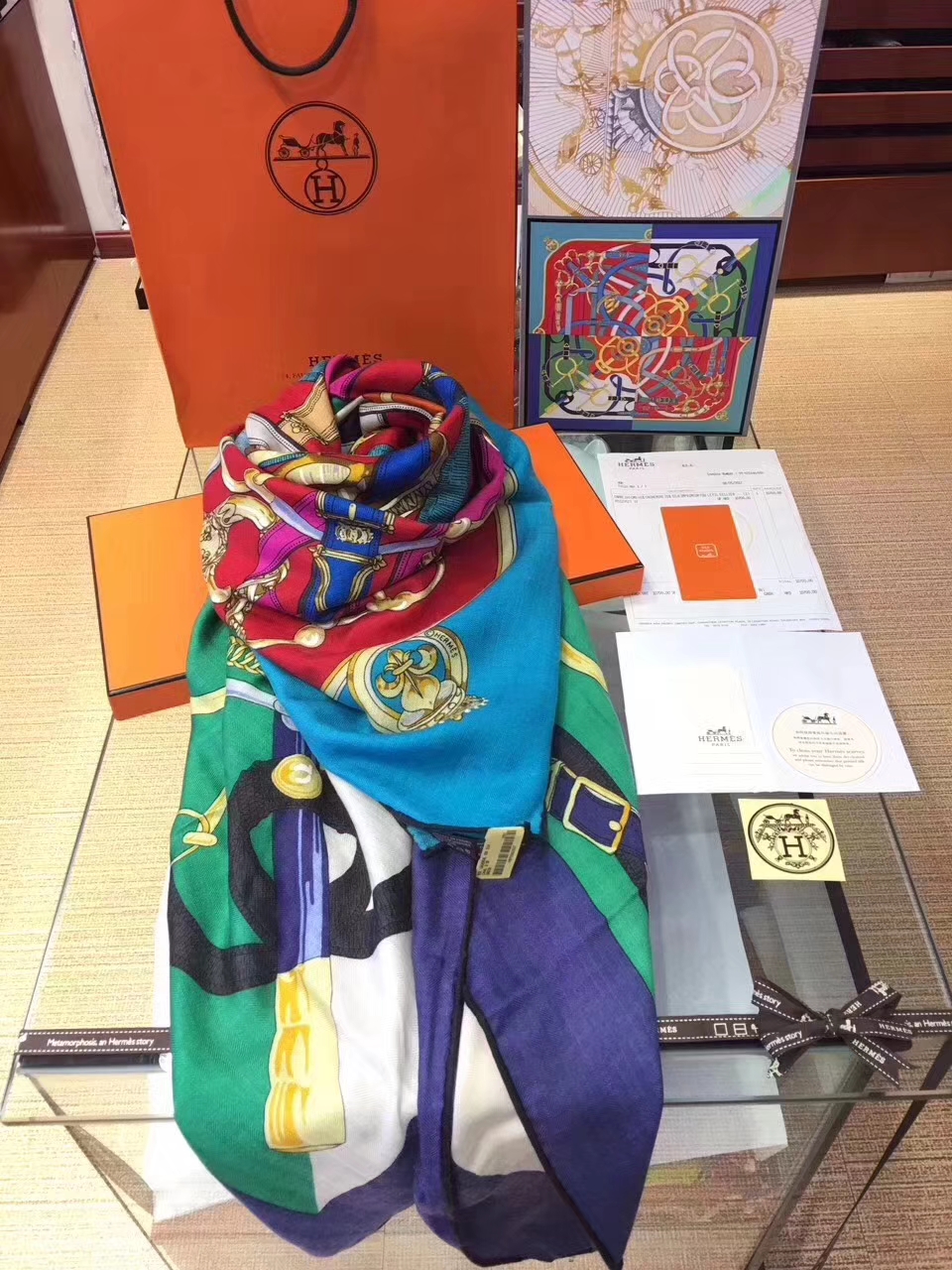 Fashion Hermes Grade-A Cashmere Women&#8217;s Scarf Cape Complete Package