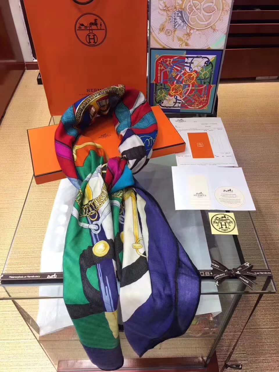 Fashion Hermes Grade-A Cashmere Women’s Scarf Cape Complete Package